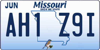 MO license plate AH1Z9I