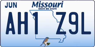 MO license plate AH1Z9L