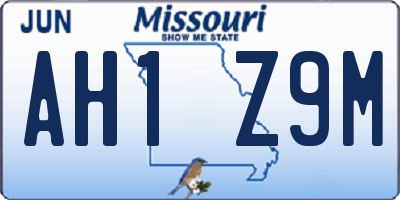 MO license plate AH1Z9M