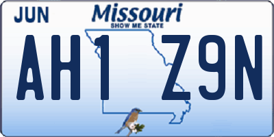 MO license plate AH1Z9N