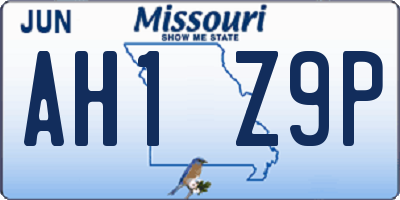 MO license plate AH1Z9P