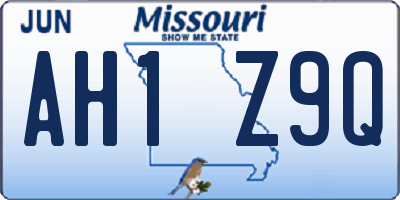 MO license plate AH1Z9Q