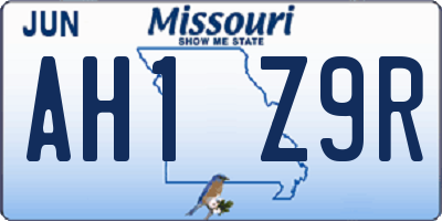 MO license plate AH1Z9R