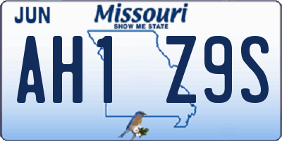 MO license plate AH1Z9S