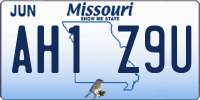 MO license plate AH1Z9U