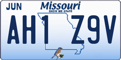 MO license plate AH1Z9V