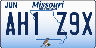 MO license plate AH1Z9X