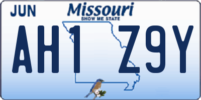 MO license plate AH1Z9Y