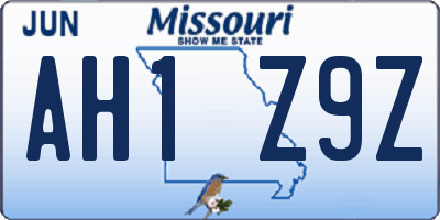 MO license plate AH1Z9Z