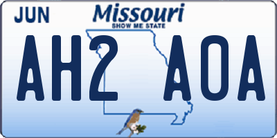 MO license plate AH2A0A