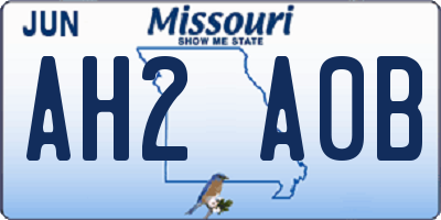 MO license plate AH2A0B