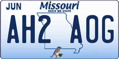 MO license plate AH2A0G