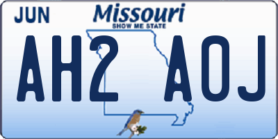 MO license plate AH2A0J