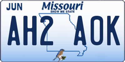 MO license plate AH2A0K