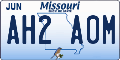 MO license plate AH2A0M