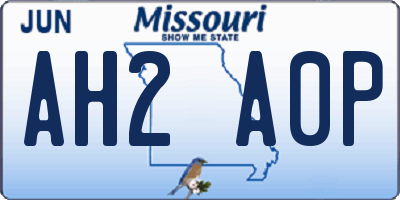 MO license plate AH2A0P