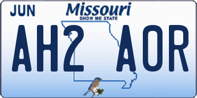 MO license plate AH2A0R