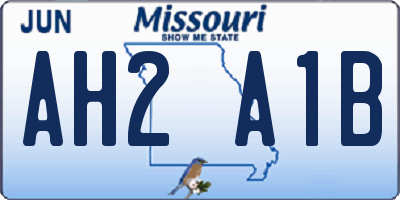 MO license plate AH2A1B