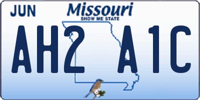 MO license plate AH2A1C