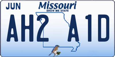 MO license plate AH2A1D