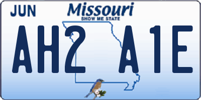 MO license plate AH2A1E