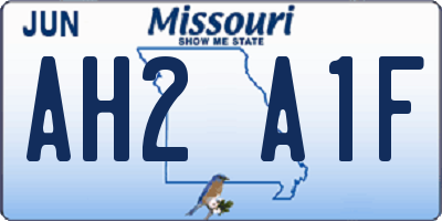 MO license plate AH2A1F