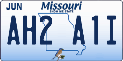 MO license plate AH2A1I