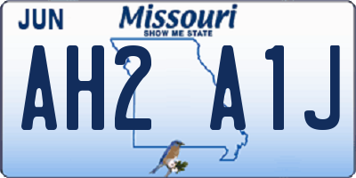 MO license plate AH2A1J