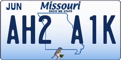 MO license plate AH2A1K