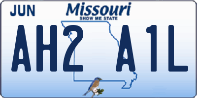 MO license plate AH2A1L