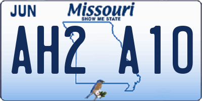 MO license plate AH2A1O