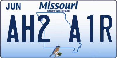 MO license plate AH2A1R