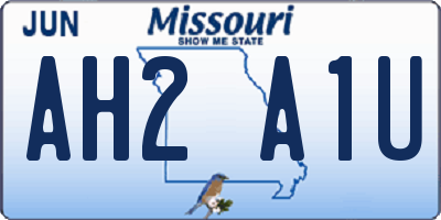 MO license plate AH2A1U