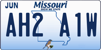 MO license plate AH2A1W