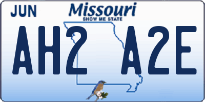 MO license plate AH2A2E