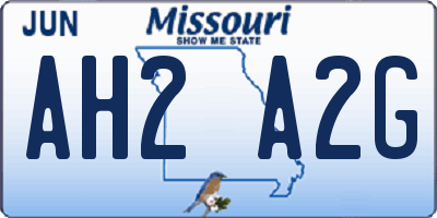 MO license plate AH2A2G