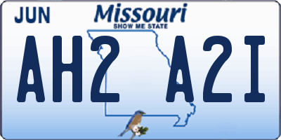 MO license plate AH2A2I