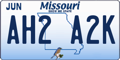 MO license plate AH2A2K