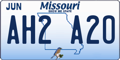 MO license plate AH2A2O