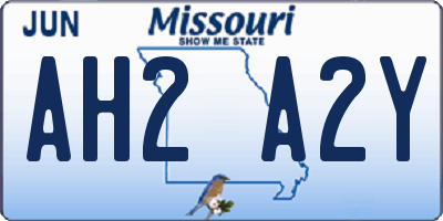 MO license plate AH2A2Y