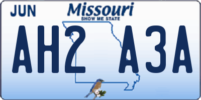 MO license plate AH2A3A