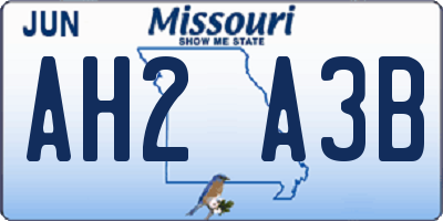 MO license plate AH2A3B