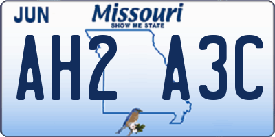 MO license plate AH2A3C