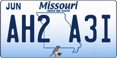 MO license plate AH2A3I