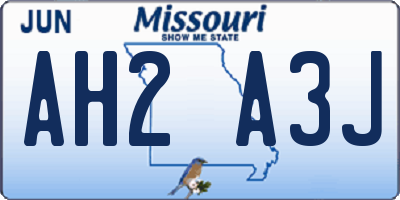 MO license plate AH2A3J