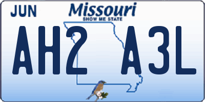 MO license plate AH2A3L