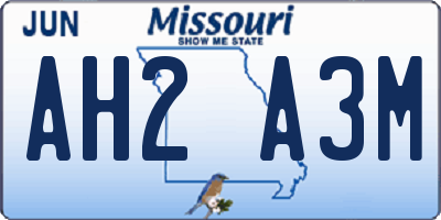 MO license plate AH2A3M