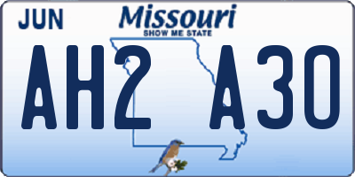 MO license plate AH2A3O