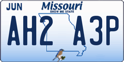 MO license plate AH2A3P