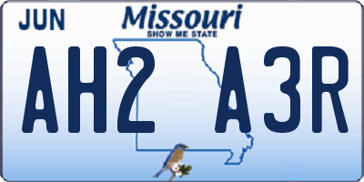 MO license plate AH2A3R